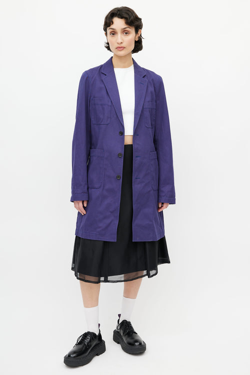 Comme des Garçons Navy Logo Chore Coat