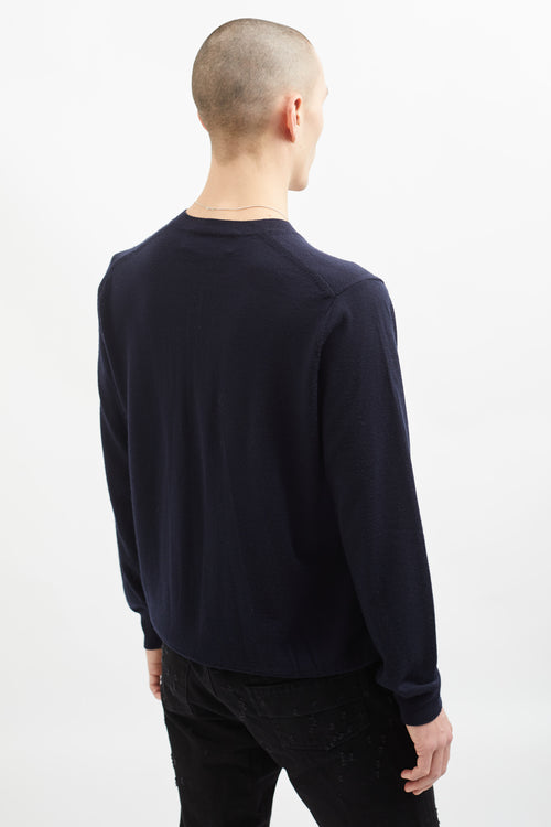 Comme des Garçons Navy Wool Red Heart Sweater