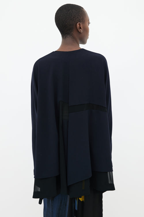 Comme des Garçons Navy 
Black Sheer Layered Open Jacket