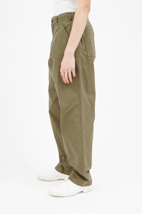 Comme des Garçons Olive Green Twill Trouser