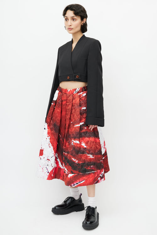 Comme des Garçons Red 
White Quilted Skirt