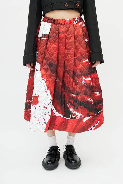 Comme des Garçons Red 
White Quilted Skirt