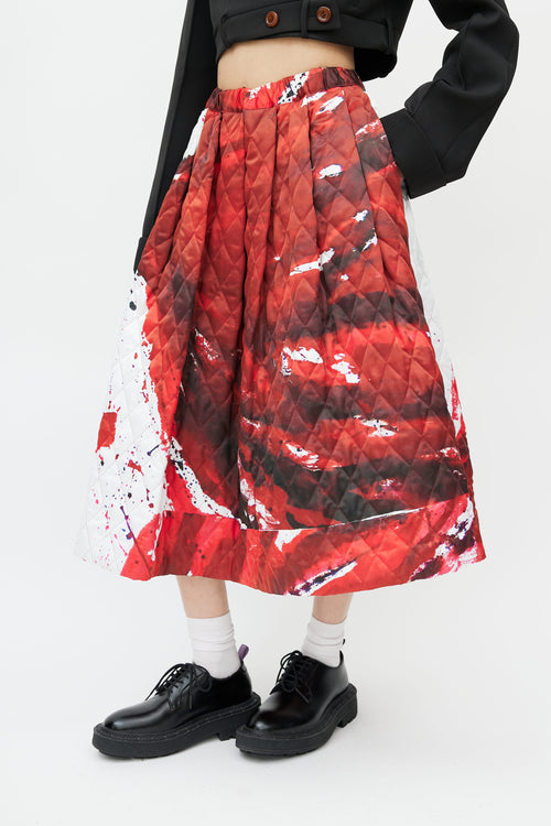 Comme des Garçons Red 
White Quilted Skirt