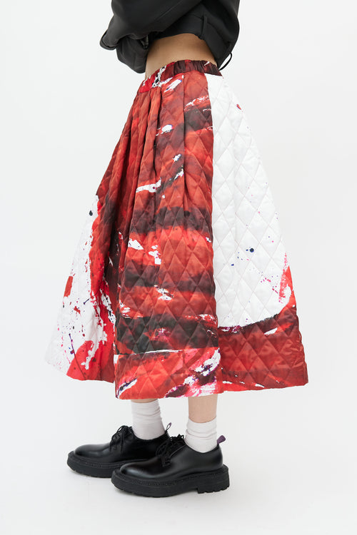 Comme des Garçons Red 
White Quilted Skirt