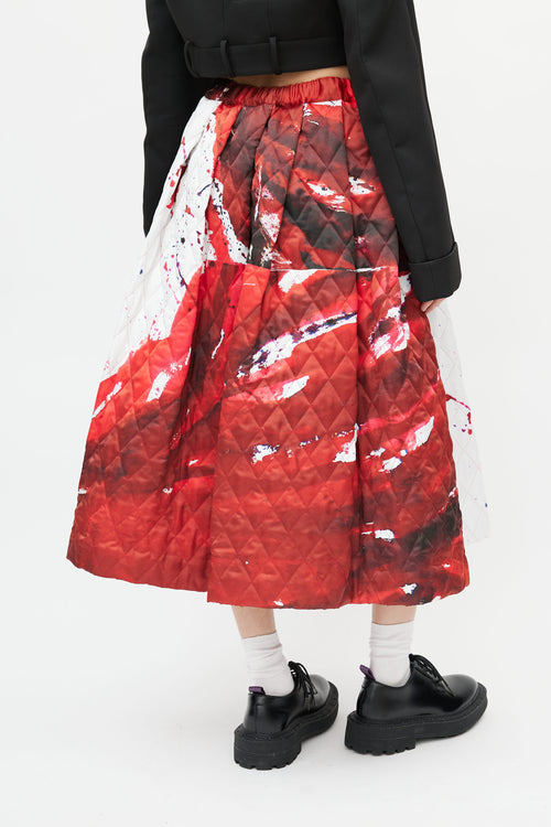 Comme des Garçons Red 
White Quilted Skirt