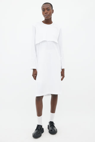 Comme des Garçons White Cotton Long Sleeves Layered Dress