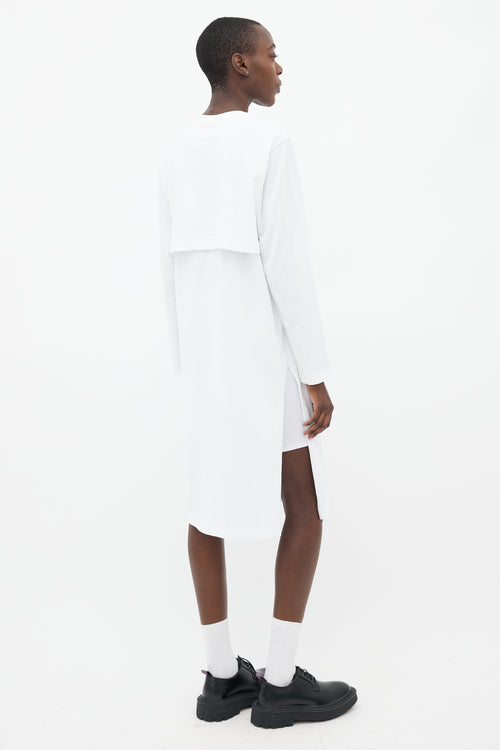 Comme des Garçons White Cotton Long Sleeves Layered Dress