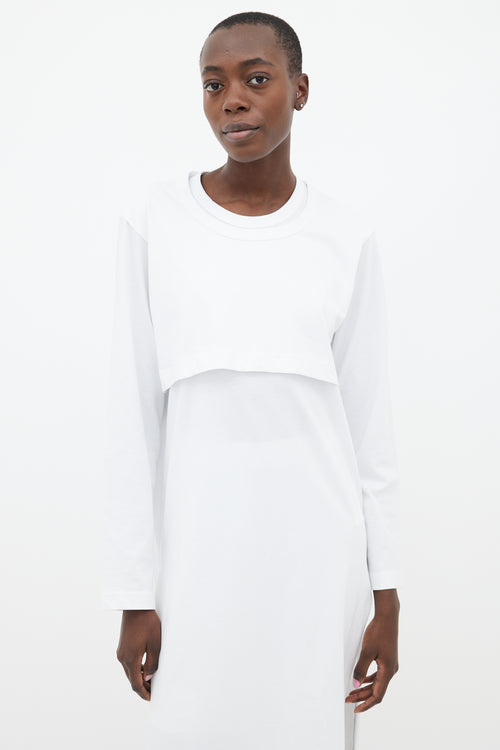 Comme des Garçons White Cotton Long Sleeves Layered Dress