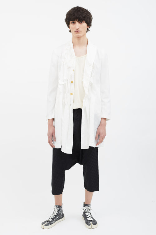 Comme des Garçons White Ruffle Trim Shirt Dress