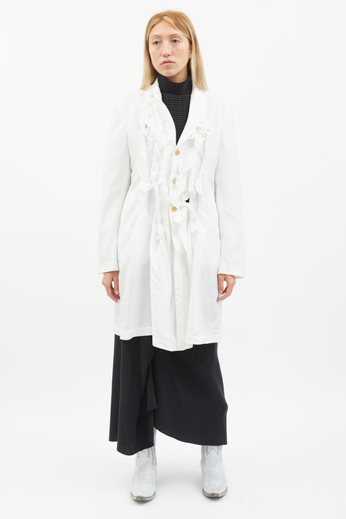 Comme des Garçons White Ruffle Trim Shirt Dress