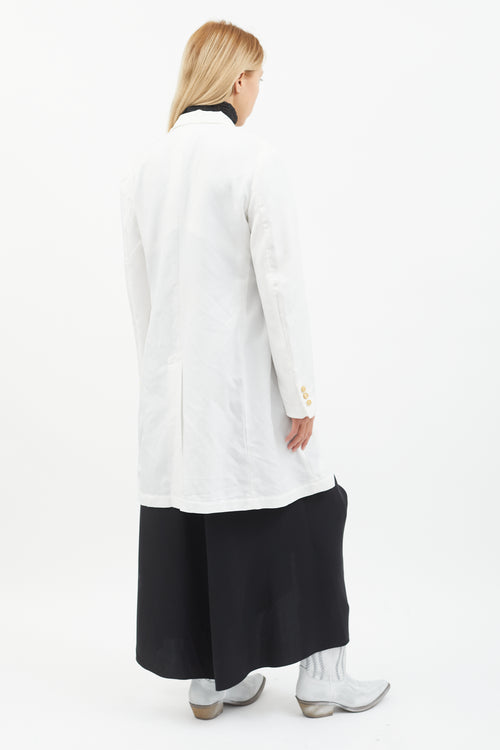 Comme des Garçons White Ruffle Trim Shirt Dress