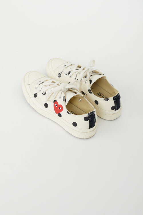 Comme des Garçons x Converse White 
Black Polka Dots Chuck 70 OX Sneaker