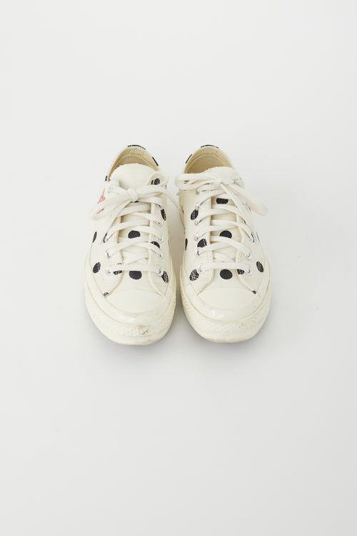 Comme des Garçons x Converse White 
Black Polka Dots Chuck 70 OX Sneaker