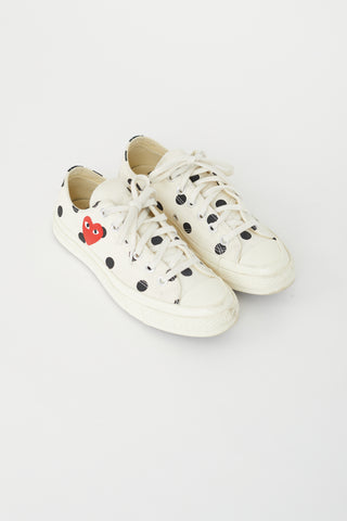 Comme des Garçons x Converse White 
Black Polka Dots Chuck 70 OX Sneaker