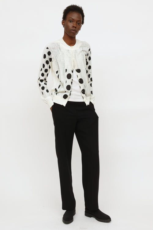 White Polka Dot Knit Cardigan Comme des Garçons