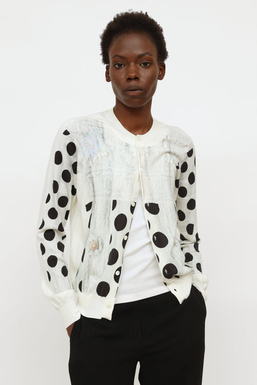 White Polka Dot Knit Cardigan Comme des Garçons