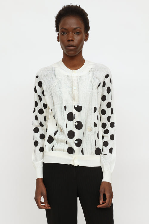 White Polka Dot Knit Cardigan Comme des Garçons