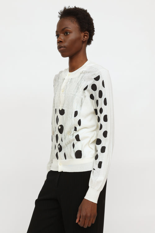 White Polka Dot Knit Cardigan Comme des Garçons