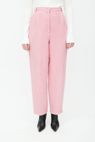 Courrèges Pink Textured Wool Straight Leg Trouser