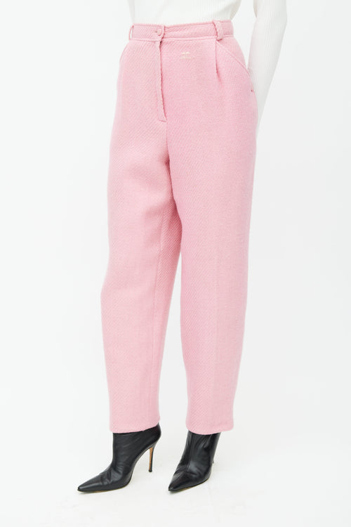 Courrèges Pink Textured Wool Straight Leg Trouser