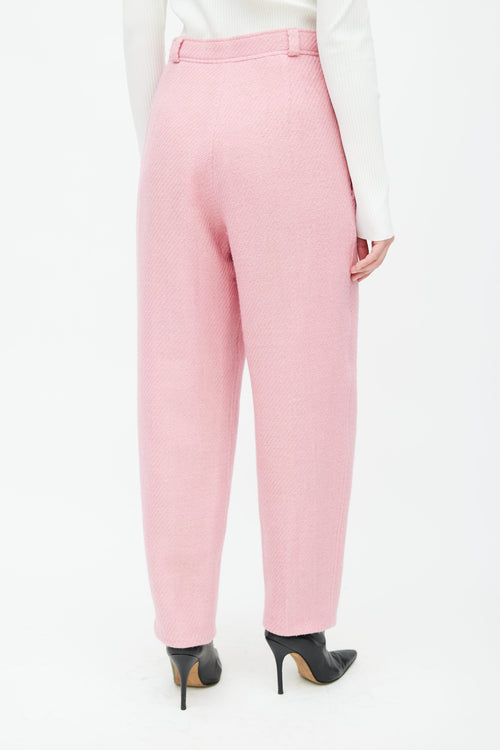 Courrèges Pink Textured Wool Straight Leg Trouser