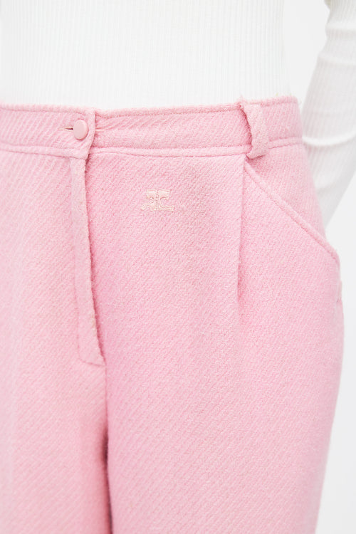 Courrèges Pink Textured Wool Straight Leg Trouser