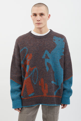 DSquared2 2018 Brown 
Multi Cowboy Knit Sweater