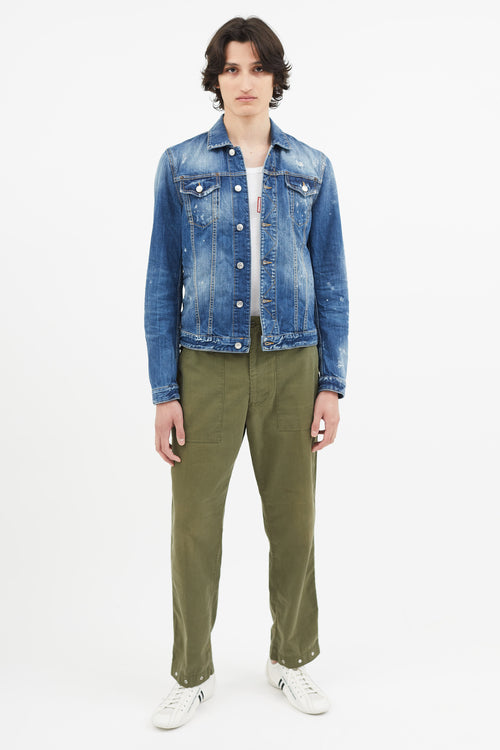 DSquared4 Blue Distressed Denim Jacket