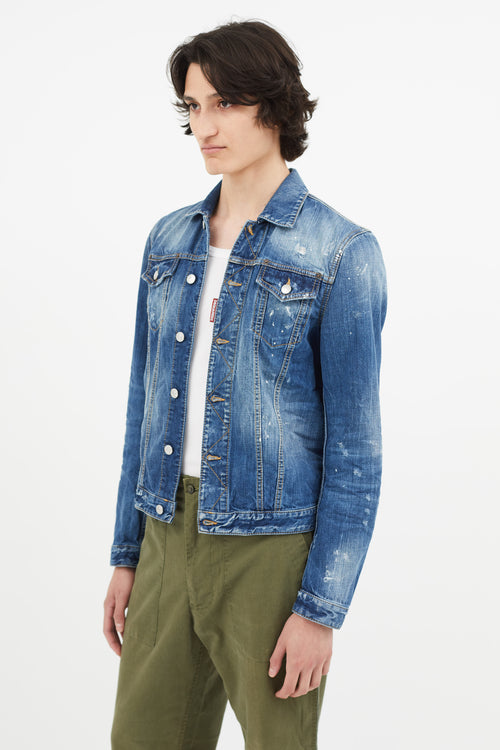 DSquared5 Blue Distressed Denim Jacket