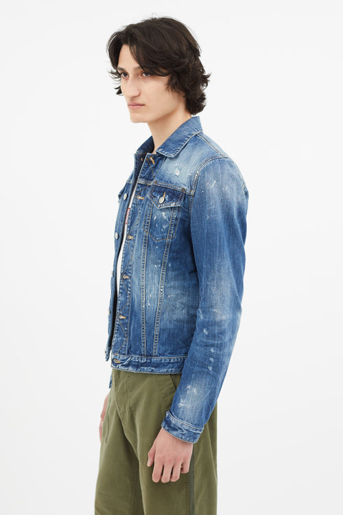 DSquared6 Blue Distressed Denim Jacket