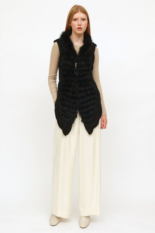 Dolce 
Gabbana Black Knit Fur Vest