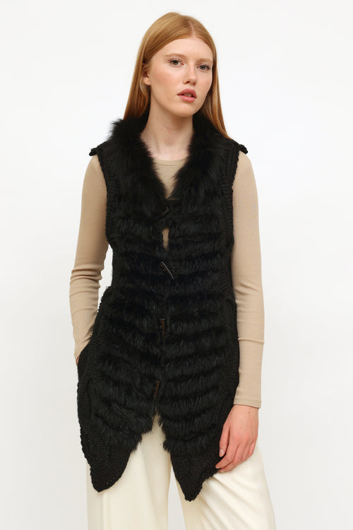 Dolce 
Gabbana Black Knit Fur Vest