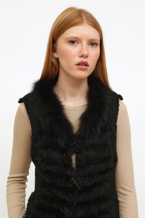 Dolce 
Gabbana Black Knit Fur Vest