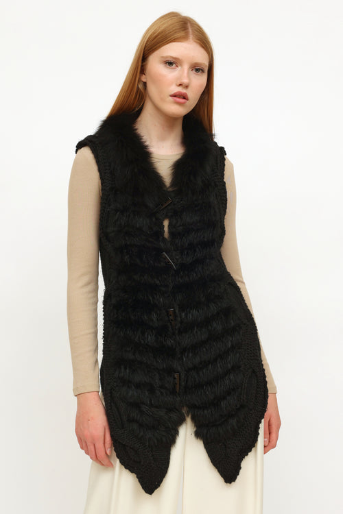 Dolce 
Gabbana Black Knit Fur Vest