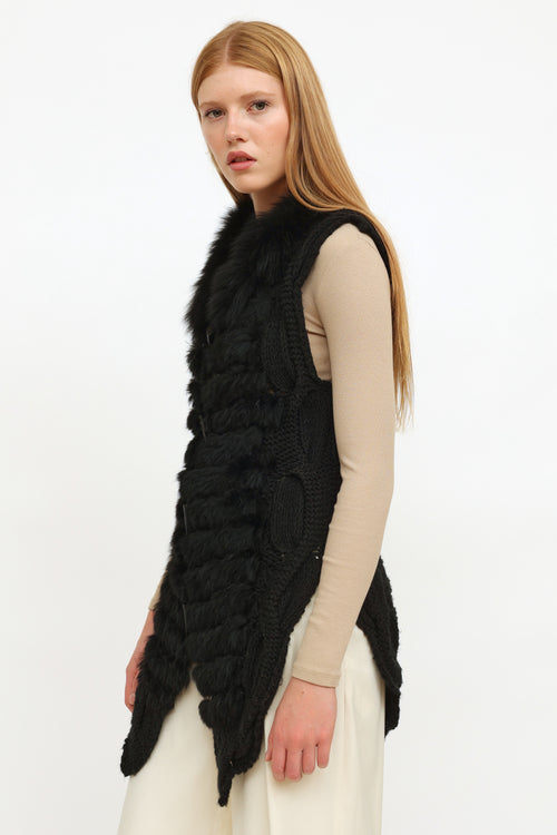 Dolce 
Gabbana Black Knit Fur Vest