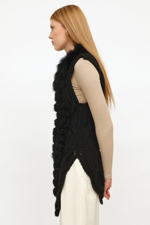 Dolce 
Gabbana Black Knit Fur Vest