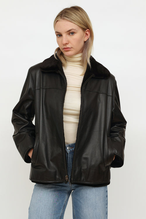 VSP Archive Reversible Brown 
Black Mink 
Leather Jacket