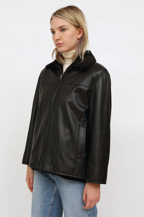 VSP Archive Reversible Brown 
Black Mink 
Leather Jacket