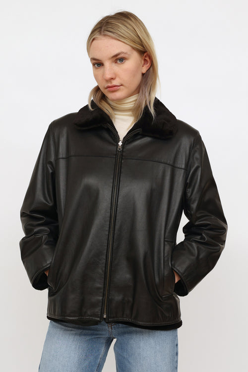 VSP Archive Reversible Brown 
Black Mink 
Leather Jacket