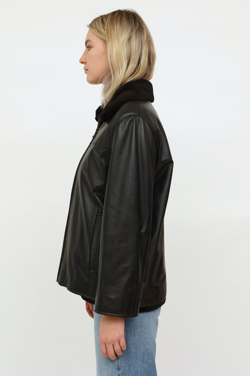 VSP Archive Reversible Brown 
Black Mink 
Leather Jacket