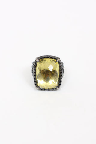 David Yurman Silver Citrine Dimaond Albion Ring