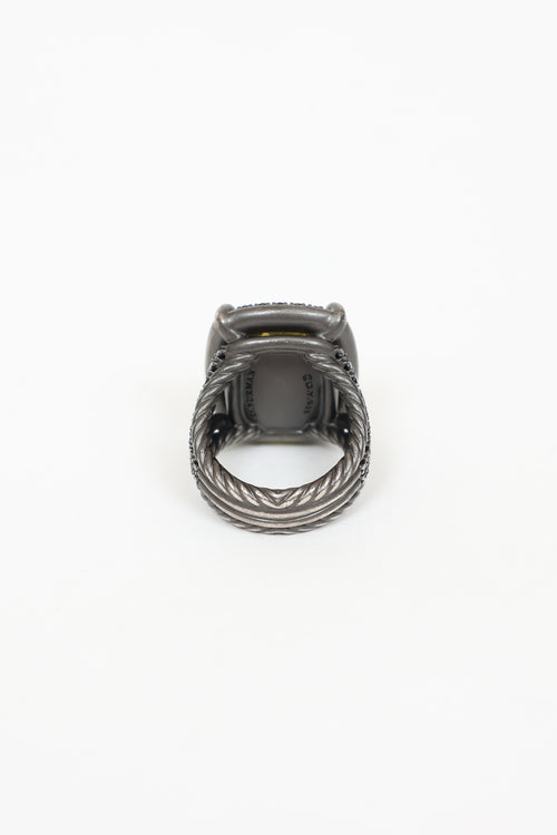 David Yurman Silver Citrine Dimaond Albion Ring