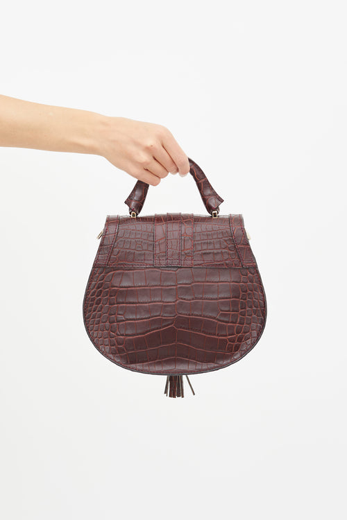 Demellier Burgundy Texture Leather Mini Venice Shoulder Bag