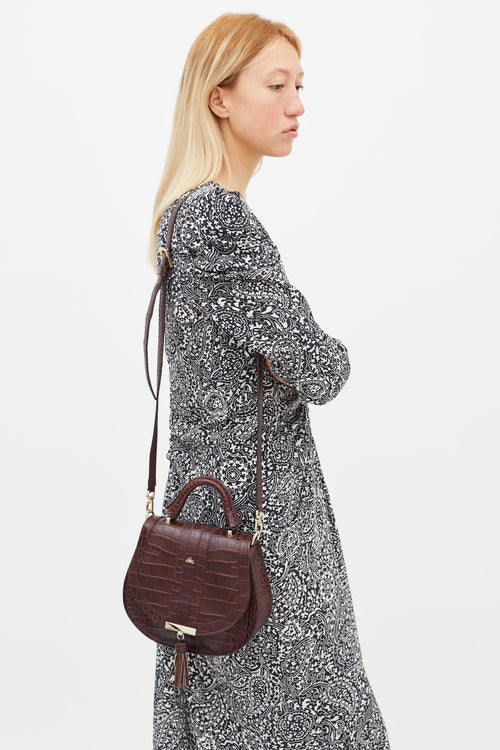 Demellier Burgundy Texture Leather Mini Venice Shoulder Bag