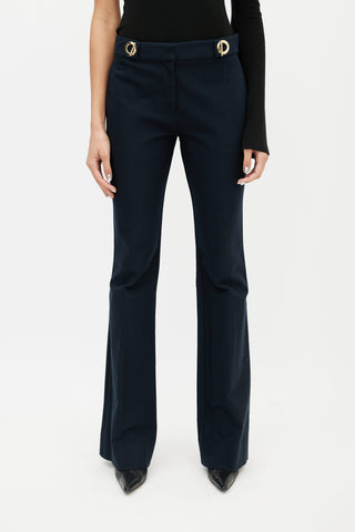 Derek Lam Navy Stretch Twill Flared Trouser