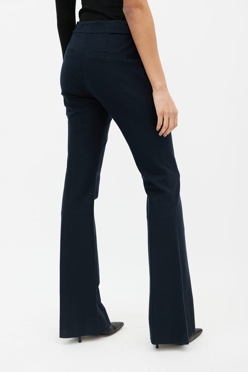 Derek Lam Navy Stretch Twill Flared Trouser