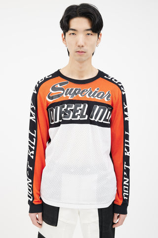 Diesel Orange Multi Superior Mesh Long Sleeve Top