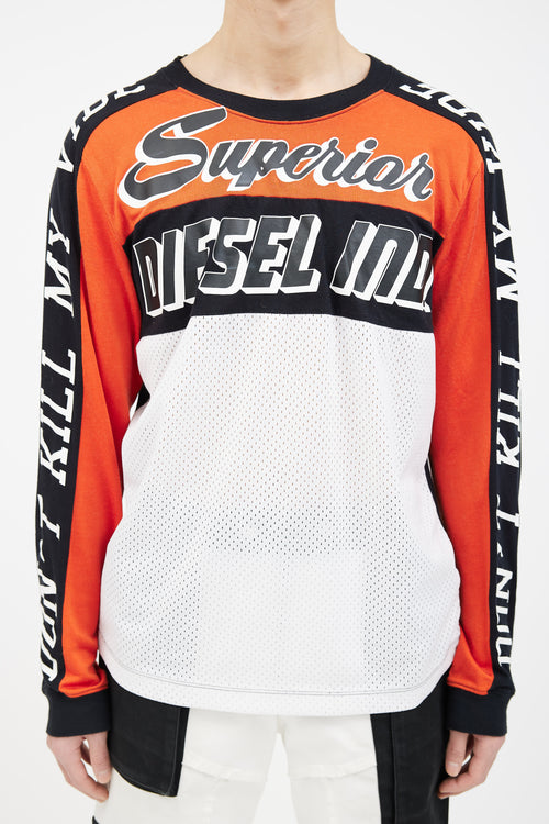 Orange Multi Superior Mesh Long Sleeve Top