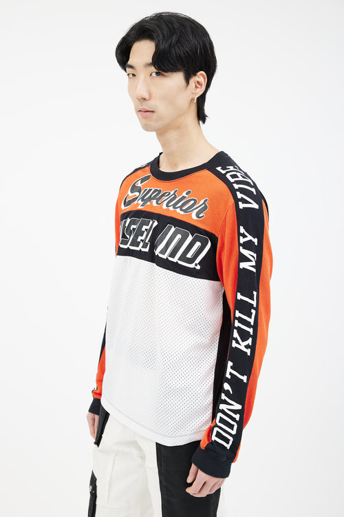 Orange Multi Superior Mesh Long Sleeve Top