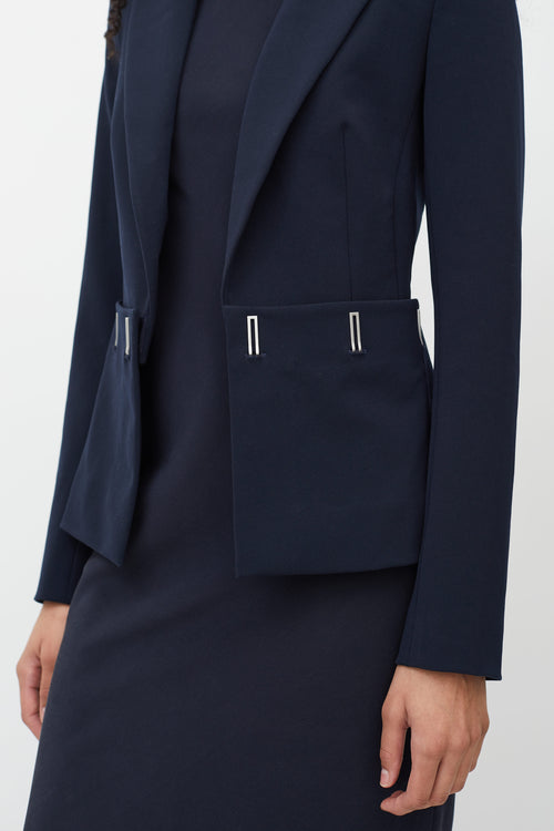 Dion Lee Navy Compact Stretch Hook Blazer